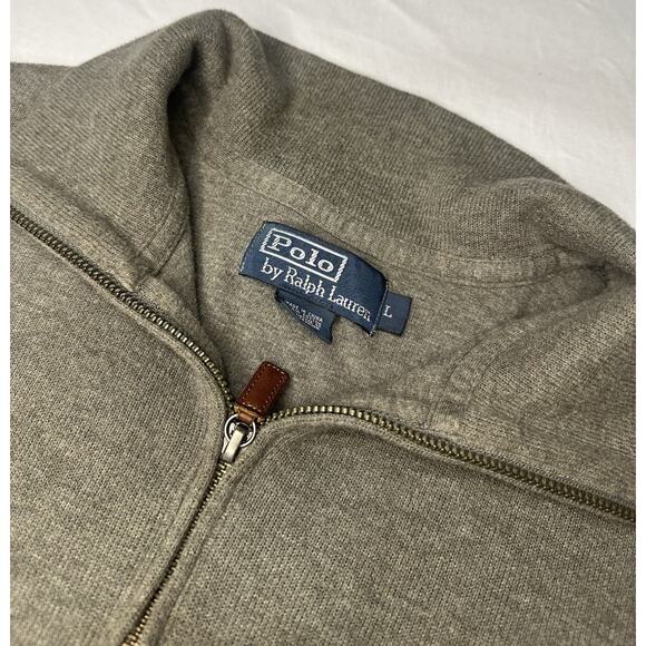 Polo Ralph Lauren Men Large Estate Rib Quarter Zip Pullover Sweater Heather Gray - Picture 3 of 3